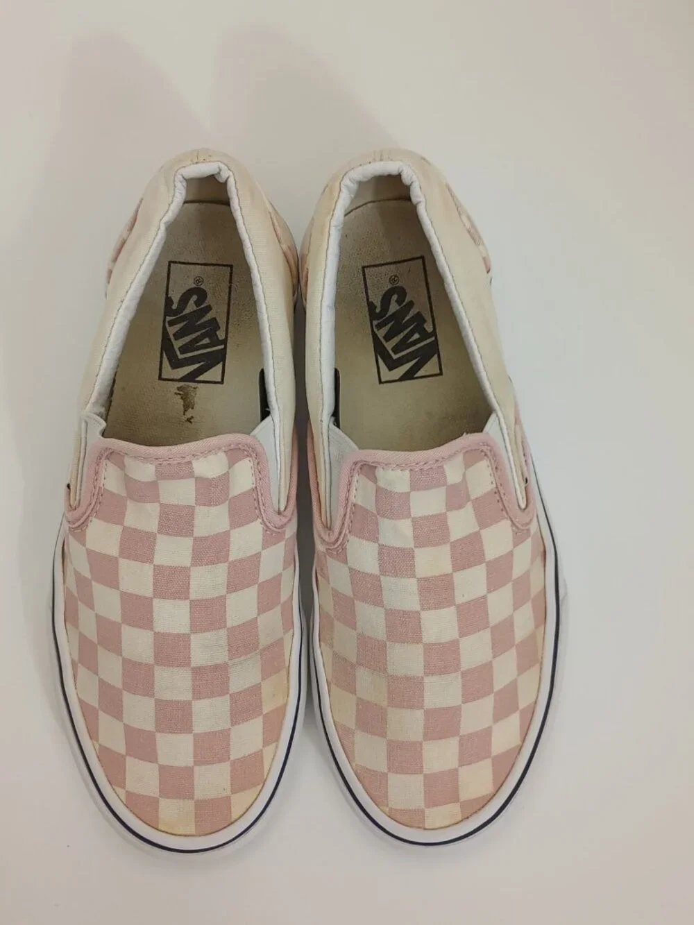 Vans Classic Slip-On Pink White Checkerboard Sneakers Women's Size 7